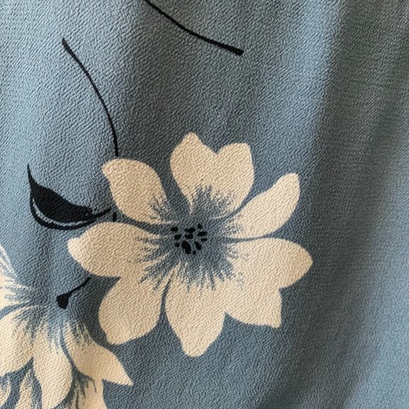 Reformation Dusty Blue Floral Wrap Mini Dress in Frederica Print - Picture 4 of 4